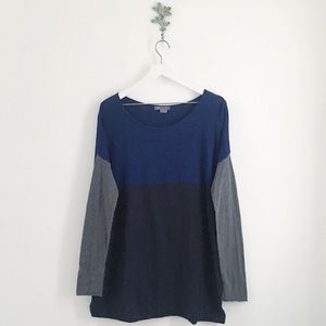 CCO VINCE Color Block Long Sleeve Cotton Tee Large